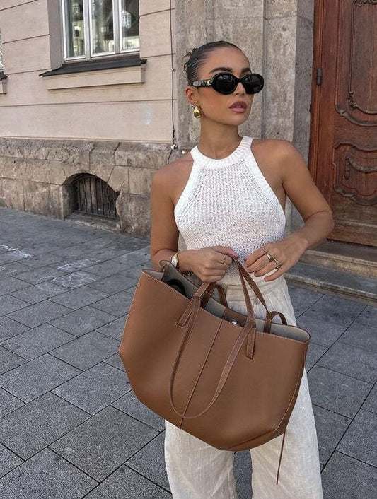 Vintage Tote Bag Damen: Geräumig, Umhängetasche, Leder