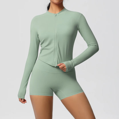 Yoga-Sets, Sport, Fitness, Hüftheben, enge Reißverschlussjacke, Yoga-Anzug, Lauftraining, Gym, Shorts, Trainingsanzüge für Damen, Sportanzüge