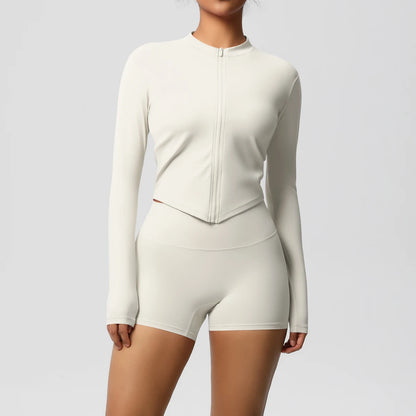 Yoga-Sets, Sport, Fitness, Hüftheben, enge Reißverschlussjacke, Yoga-Anzug, Lauftraining, Gym, Shorts, Trainingsanzüge für Damen, Sportanzüge