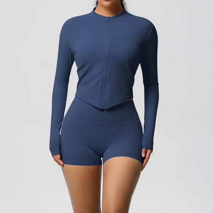 Yoga-Sets, Sport, Fitness, Hüftheben, enge Reißverschlussjacke, Yoga-Anzug, Lauftraining, Gym, Shorts, Trainingsanzüge für Damen, Sportanzüge