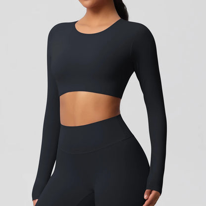 Damen Langarm Yoga-Shirt - Atmungsaktiv & Hochelastisch