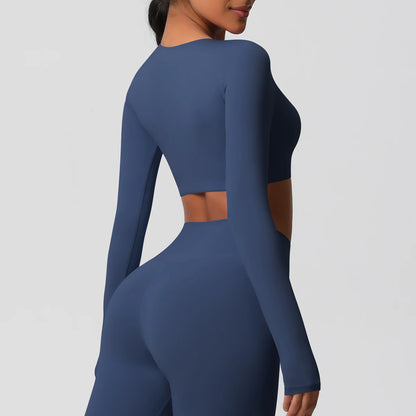 Damen Langarm Yoga-Shirt - Atmungsaktiv & Hochelastisch
