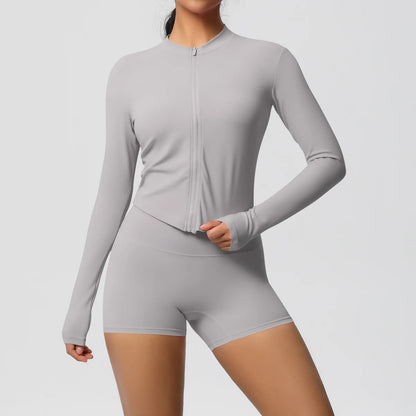 Yoga-Sets, Sport, Fitness, Hüftheben, enge Reißverschlussjacke, Yoga-Anzug, Lauftraining, Gym, Shorts, Trainingsanzüge für Damen, Sportanzüge