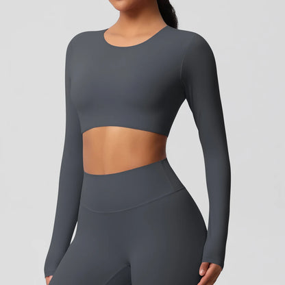 Damen Langarm Yoga-Shirt - Atmungsaktiv & Hochelastisch