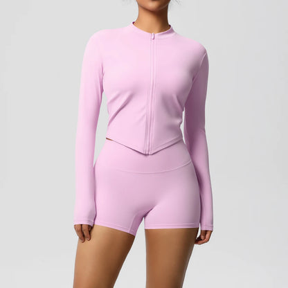 Yoga-Sets, Sport, Fitness, Hüftheben, enge Reißverschlussjacke, Yoga-Anzug, Lauftraining, Gym, Shorts, Trainingsanzüge für Damen, Sportanzüge