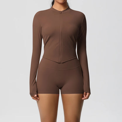 Yoga-Sets, Sport, Fitness, Hüftheben, enge Reißverschlussjacke, Yoga-Anzug, Lauftraining, Gym, Shorts, Trainingsanzüge für Damen, Sportanzüge