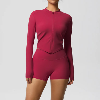 Yoga-Sets, Sport, Fitness, Hüftheben, enge Reißverschlussjacke, Yoga-Anzug, Lauftraining, Gym, Shorts, Trainingsanzüge für Damen, Sportanzüge
