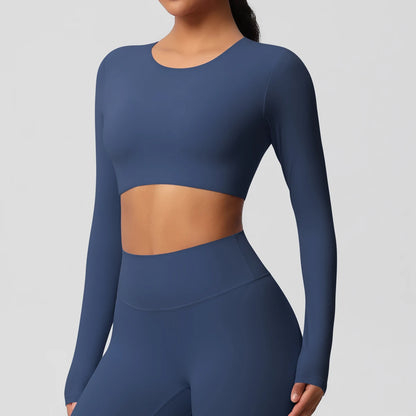Damen Langarm Yoga-Shirt - Atmungsaktiv & Hochelastisch