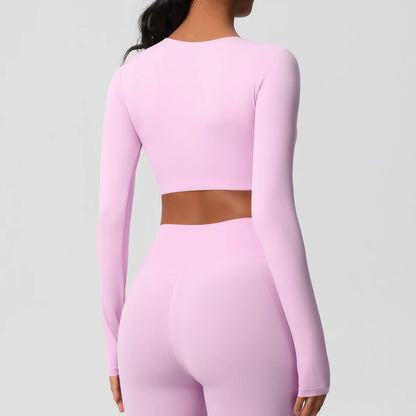 Damen Langarm Yoga-Shirt - Atmungsaktiv & Hochelastisch