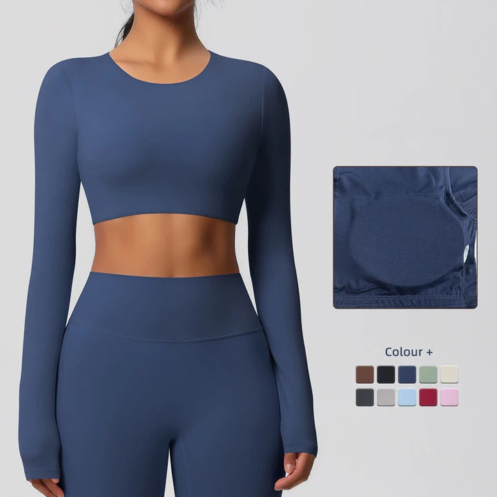 Damen Langarm Yoga-Shirt - Atmungsaktiv & Hochelastisch