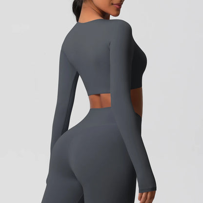 Damen Langarm Yoga-Shirt - Atmungsaktiv & Hochelastisch