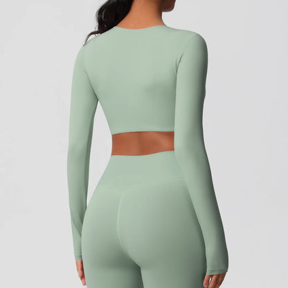 Damen Langarm Yoga-Shirt - Atmungsaktiv & Hochelastisch