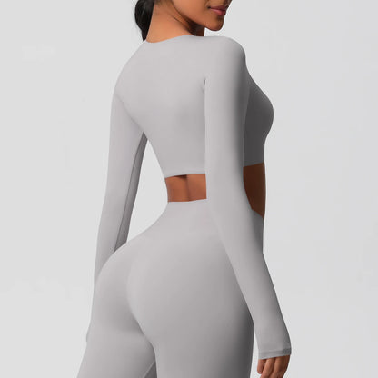 Damen Langarm Yoga-Shirt - Atmungsaktiv & Hochelastisch