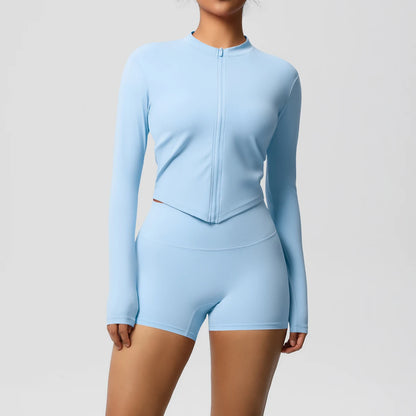 Yoga-Sets, Sport, Fitness, Hüftheben, enge Reißverschlussjacke, Yoga-Anzug, Lauftraining, Gym, Shorts, Trainingsanzüge für Damen, Sportanzüge