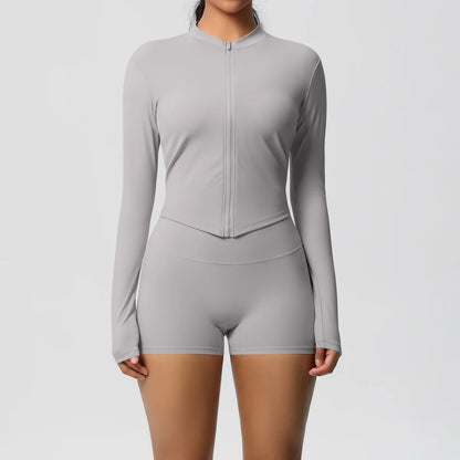 Yoga-Sets, Sport, Fitness, Hüftheben, enge Reißverschlussjacke, Yoga-Anzug, Lauftraining, Gym, Shorts, Trainingsanzüge für Damen, Sportanzüge