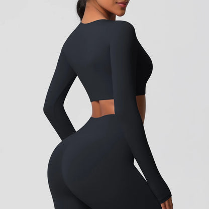 Damen Langarm Yoga-Shirt - Atmungsaktiv & Hochelastisch