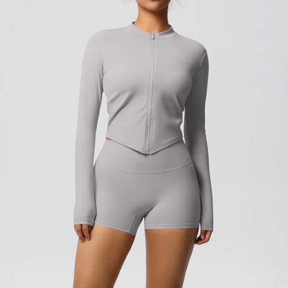 Yoga-Sets, Sport, Fitness, Hüftheben, enge Reißverschlussjacke, Yoga-Anzug, Lauftraining, Gym, Shorts, Trainingsanzüge für Damen, Sportanzüge