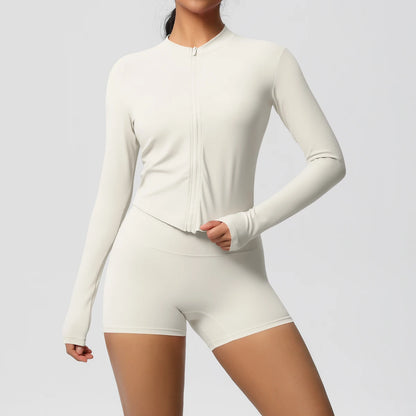 Yoga-Sets, Sport, Fitness, Hüftheben, enge Reißverschlussjacke, Yoga-Anzug, Lauftraining, Gym, Shorts, Trainingsanzüge für Damen, Sportanzüge