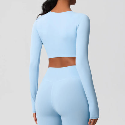 Damen Langarm Yoga-Shirt - Atmungsaktiv & Hochelastisch