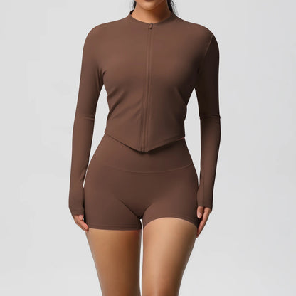 Yoga-Sets, Sport, Fitness, Hüftheben, enge Reißverschlussjacke, Yoga-Anzug, Lauftraining, Gym, Shorts, Trainingsanzüge für Damen, Sportanzüge