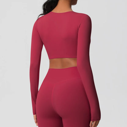 Damen Langarm Yoga-Shirt - Atmungsaktiv & Hochelastisch