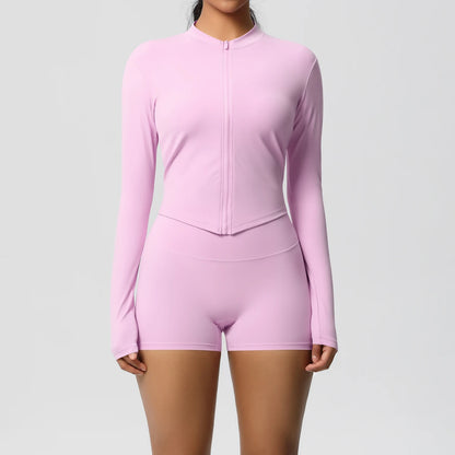 Yoga-Sets, Sport, Fitness, Hüftheben, enge Reißverschlussjacke, Yoga-Anzug, Lauftraining, Gym, Shorts, Trainingsanzüge für Damen, Sportanzüge