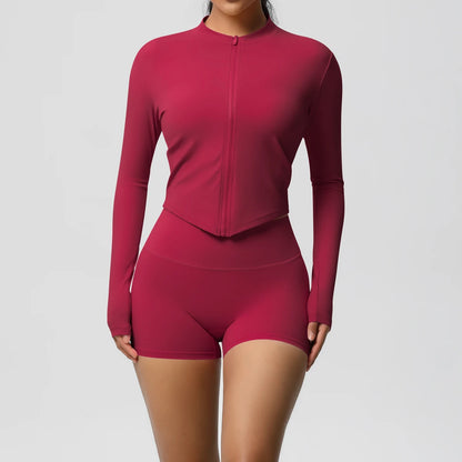 Yoga-Sets, Sport, Fitness, Hüftheben, enge Reißverschlussjacke, Yoga-Anzug, Lauftraining, Gym, Shorts, Trainingsanzüge für Damen, Sportanzüge