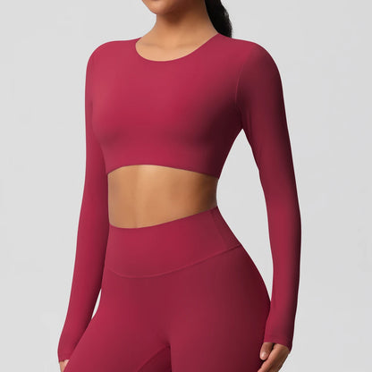 Damen Langarm Yoga-Shirt - Atmungsaktiv & Hochelastisch