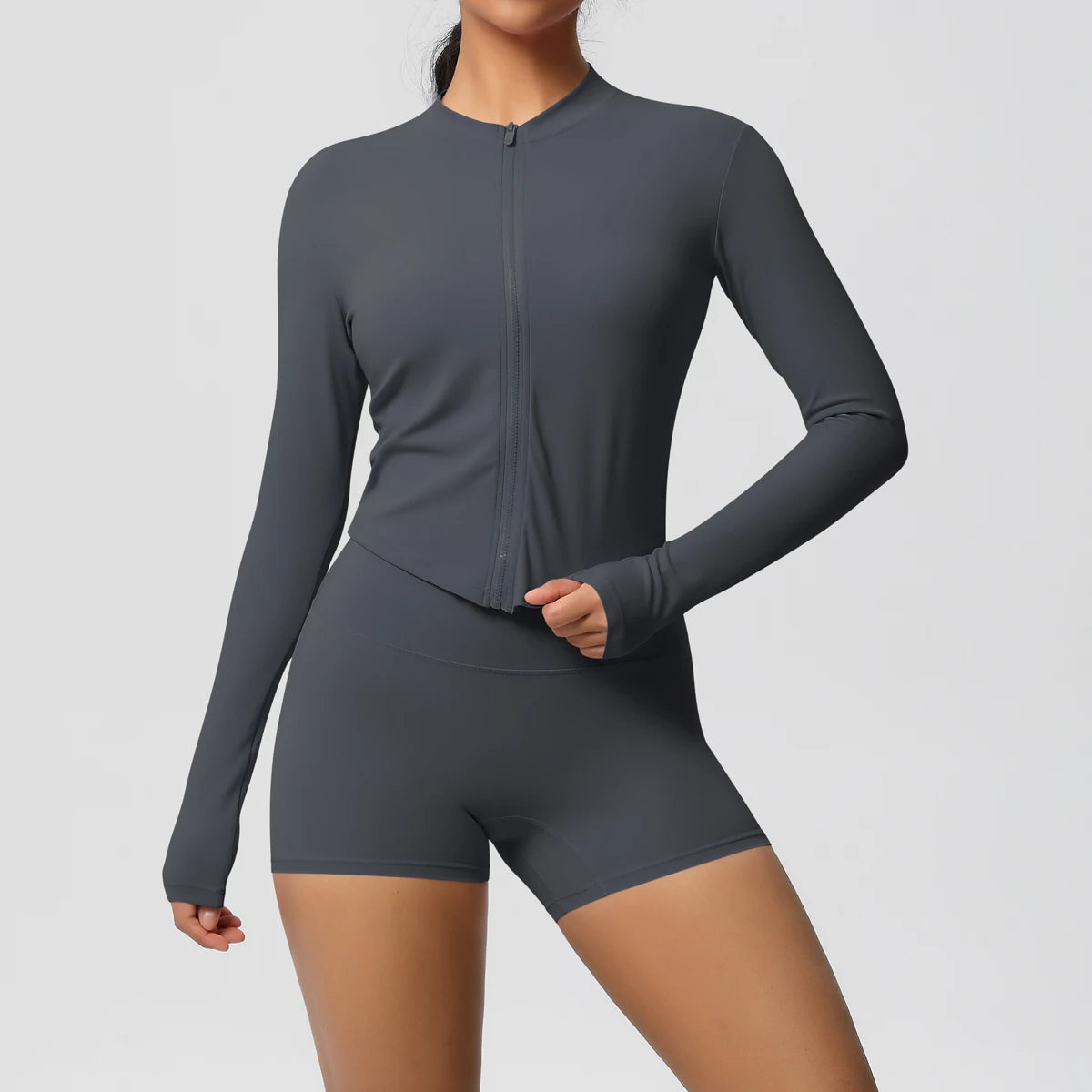 Yoga-Sets, Sport, Fitness, Hüftheben, enge Reißverschlussjacke, Yoga-Anzug, Lauftraining, Gym, Shorts, Trainingsanzüge für Damen, Sportanzüge