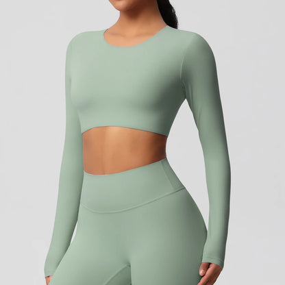 Damen Langarm Yoga-Shirt - Atmungsaktiv & Hochelastisch