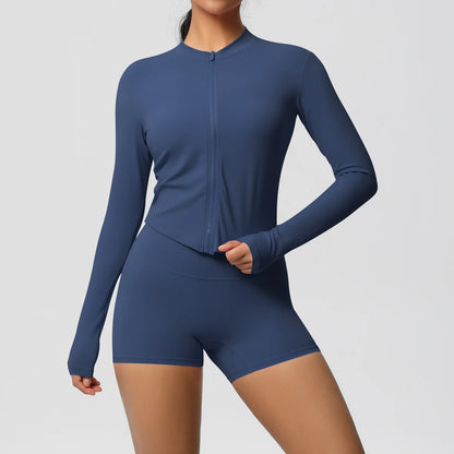 Yoga-Sets, Sport, Fitness, Hüftheben, enge Reißverschlussjacke, Yoga-Anzug, Lauftraining, Gym, Shorts, Trainingsanzüge für Damen, Sportanzüge