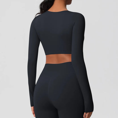 Damen Langarm Yoga-Shirt - Atmungsaktiv & Hochelastisch