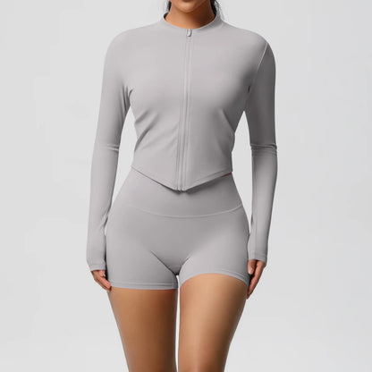 Yoga-Sets, Sport, Fitness, Hüftheben, enge Reißverschlussjacke, Yoga-Anzug, Lauftraining, Gym, Shorts, Trainingsanzüge für Damen, Sportanzüge