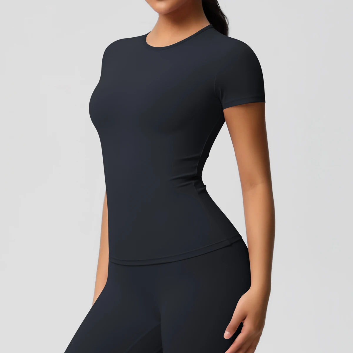 Frauen Laufen Sport T-shirt Sommer Kurzarm Rundhals Atmungsaktive Dehnbare GYM Yoga Slim Fitness Aktive Top