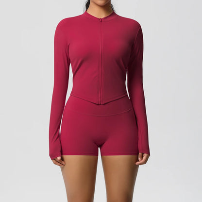 Yoga-Sets, Sport, Fitness, Hüftheben, enge Reißverschlussjacke, Yoga-Anzug, Lauftraining, Gym, Shorts, Trainingsanzüge für Damen, Sportanzüge