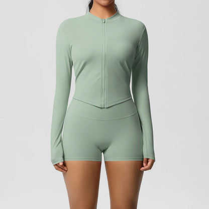 Yoga-Sets, Sport, Fitness, Hüftheben, enge Reißverschlussjacke, Yoga-Anzug, Lauftraining, Gym, Shorts, Trainingsanzüge für Damen, Sportanzüge