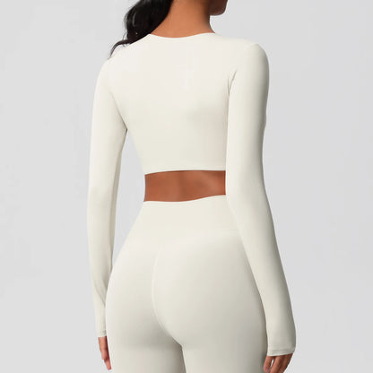 Damen Langarm Yoga-Shirt - Atmungsaktiv & Hochelastisch