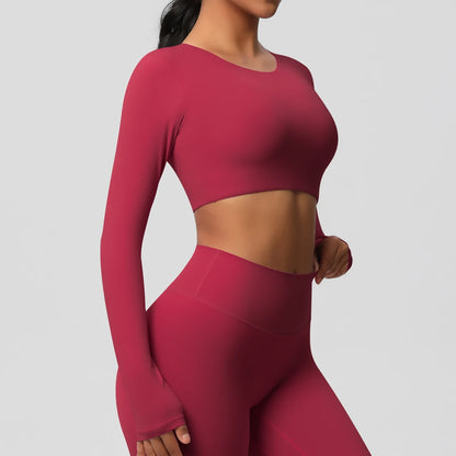 Damen Langarm Yoga-Shirt - Atmungsaktiv & Hochelastisch