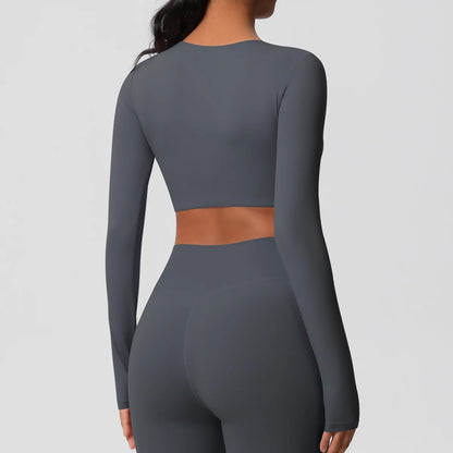 Damen Langarm Yoga-Shirt - Atmungsaktiv & Hochelastisch