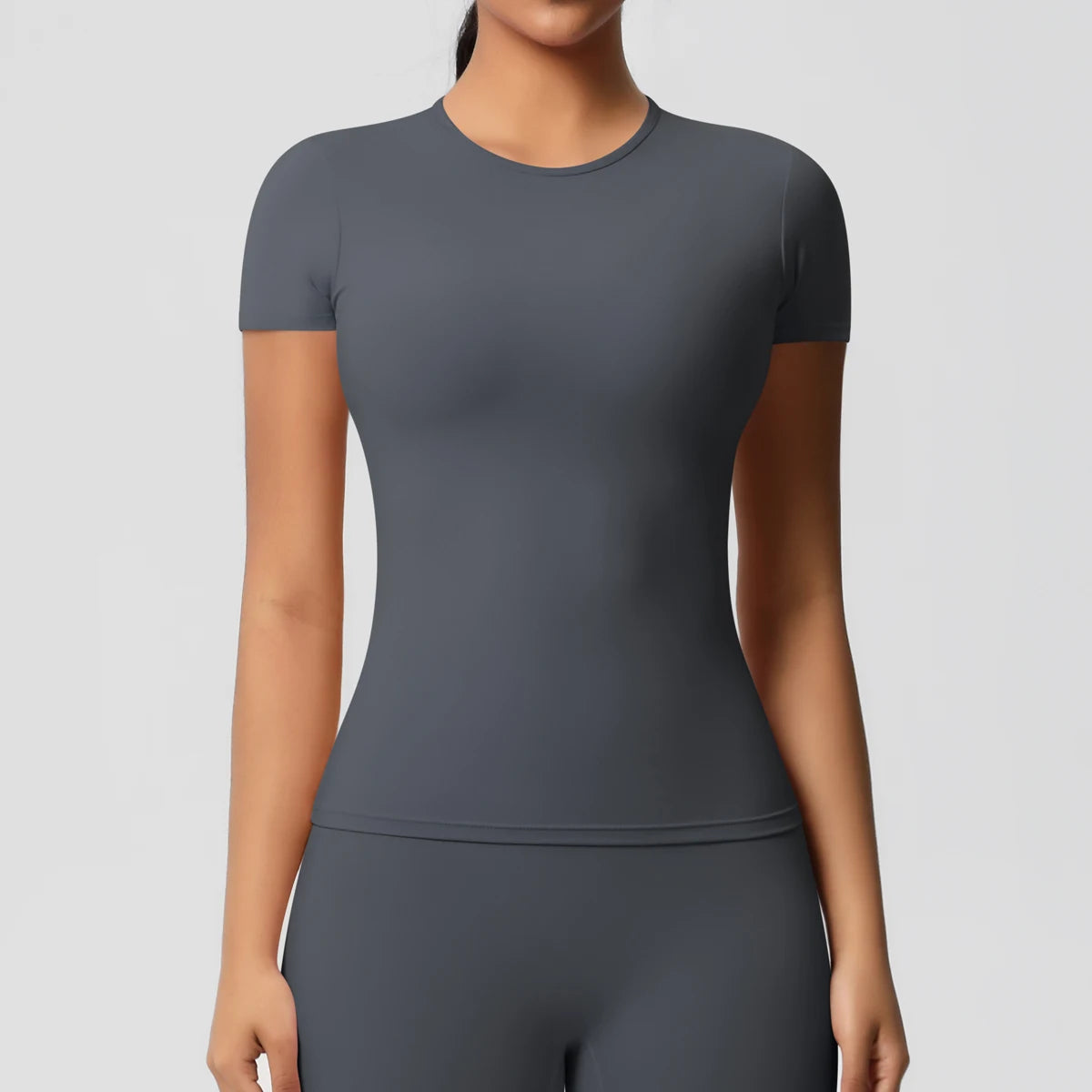 Frauen Laufen Sport T-shirt Sommer Kurzarm Rundhals Atmungsaktive Dehnbare GYM Yoga Slim Fitness Aktive Top