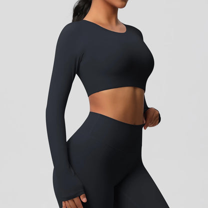 Damen Langarm Yoga-Shirt - Atmungsaktiv & Hochelastisch