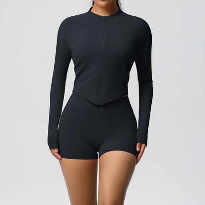 Yoga-Sets, Sport, Fitness, Hüftheben, enge Reißverschlussjacke, Yoga-Anzug, Lauftraining, Gym, Shorts, Trainingsanzüge für Damen, Sportanzüge