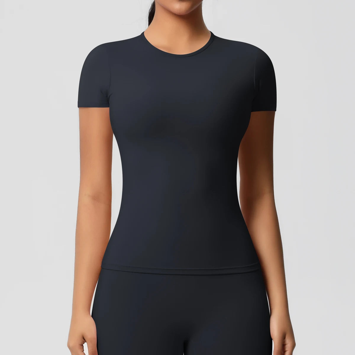Frauen Laufen Sport T-shirt Sommer Kurzarm Rundhals Atmungsaktive Dehnbare GYM Yoga Slim Fitness Aktive Top