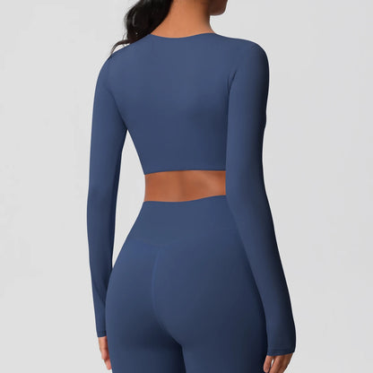 Damen Langarm Yoga-Shirt - Atmungsaktiv & Hochelastisch
